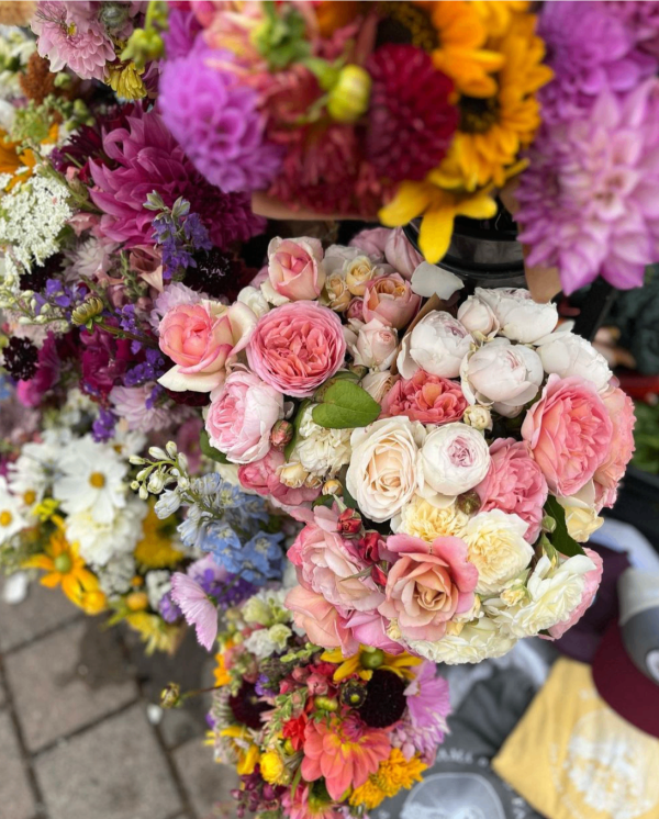 colorful bouquets at farmers' market