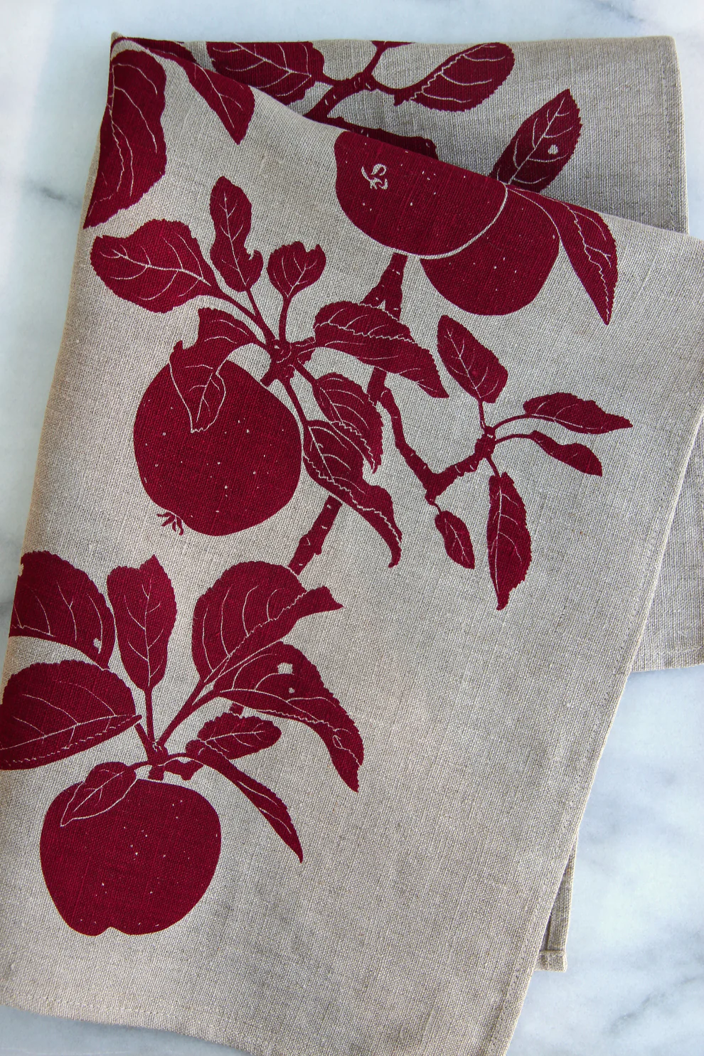 Gravenstein apple print on linen towel